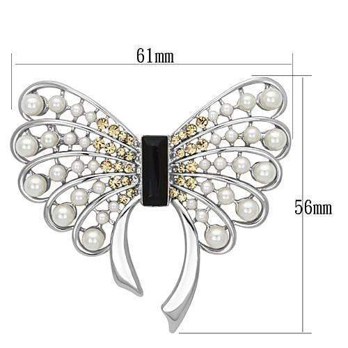 Brooches and Pins LO2868 Imitation Rhodium White Metal Brooches with Synthetic