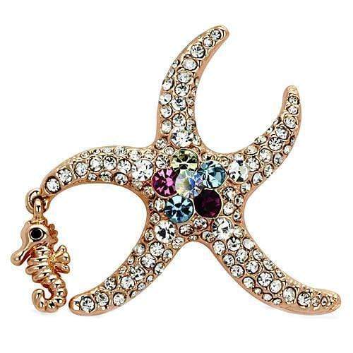 Gold Brooch LO2911 Flash Rose Gold White Metal Brooches with Crystal