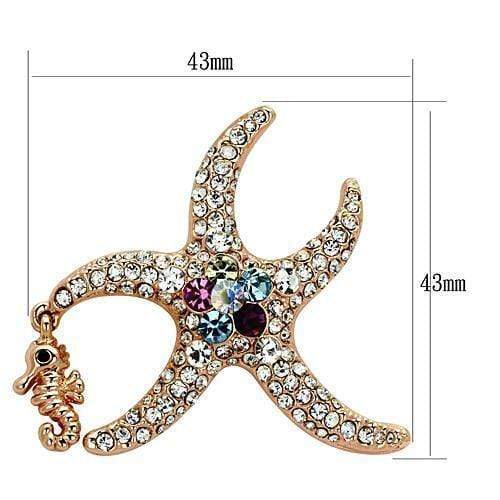 Gold Brooch LO2911 Flash Rose Gold White Metal Brooches with Crystal