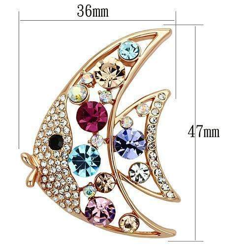Gold Brooch LO2923 Flash Rose Gold White Metal Brooches with Crystal