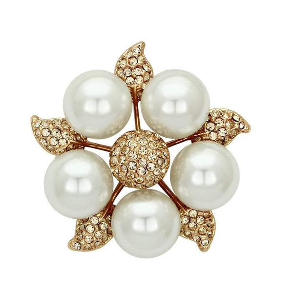 Gold Brooch LO2928 Flash Rose Gold White Metal Brooches with Synthetic