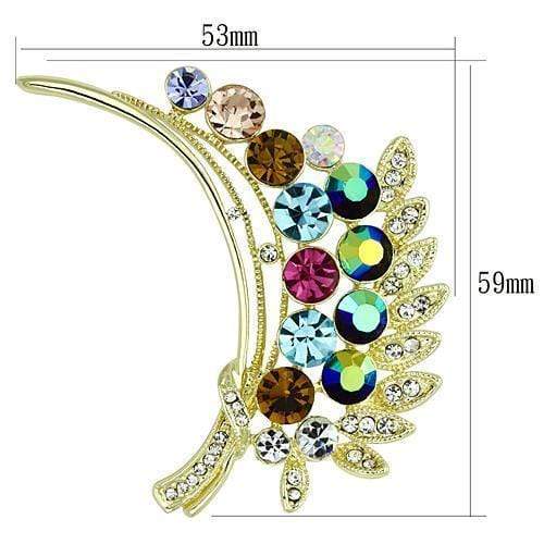 Gold Brooch LO2929 Flash Gold White Metal Brooches with Top Grade Crystal