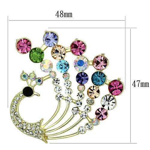 Gold Brooch LO2931 Flash Gold White Metal Brooches with Top Grade Crystal