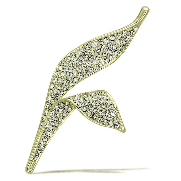 Gold Brooch LO2935 Flash Gold White Metal Brooches with Top Grade Crystal