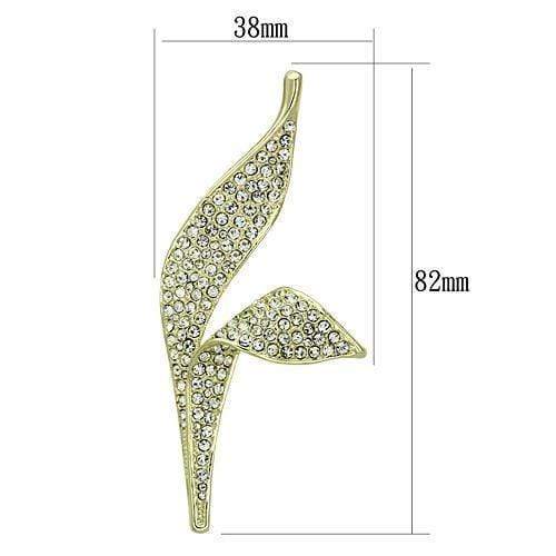 Gold Brooch LO2935 Flash Gold White Metal Brooches with Top Grade Crystal