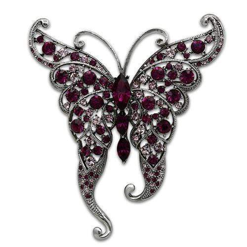 Hair Brooch LO2396 Imitation Rhodium White Metal Brooches with Crystal