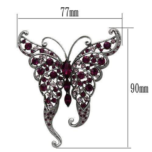 Hair Brooch LO2396 Imitation Rhodium White Metal Brooches with Crystal