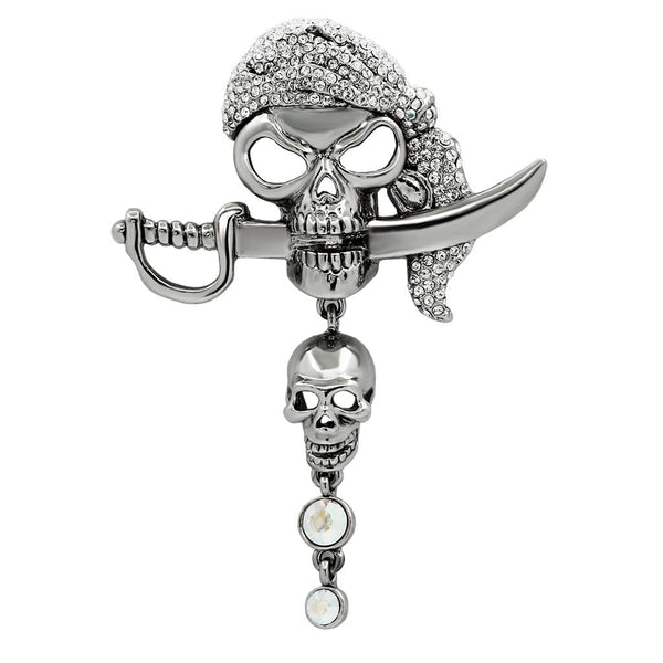 Hair Brooch LO2417 Imitation Rhodium White Metal Brooches with Crystal