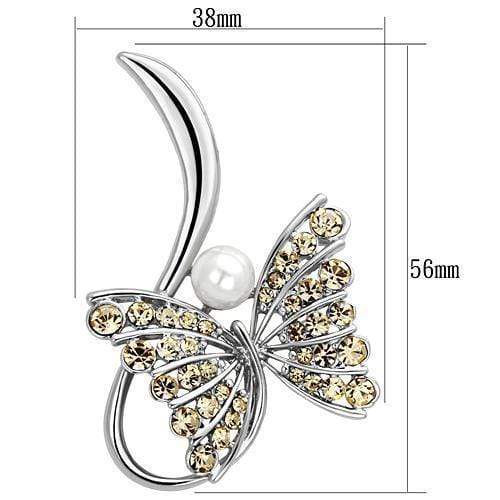 Hair Brooch LO2765 Imitation Rhodium White Metal Brooches with Synthetic