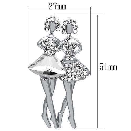 Hair Brooch LO2775 Imitation Rhodium White Metal Brooches with Synthetic