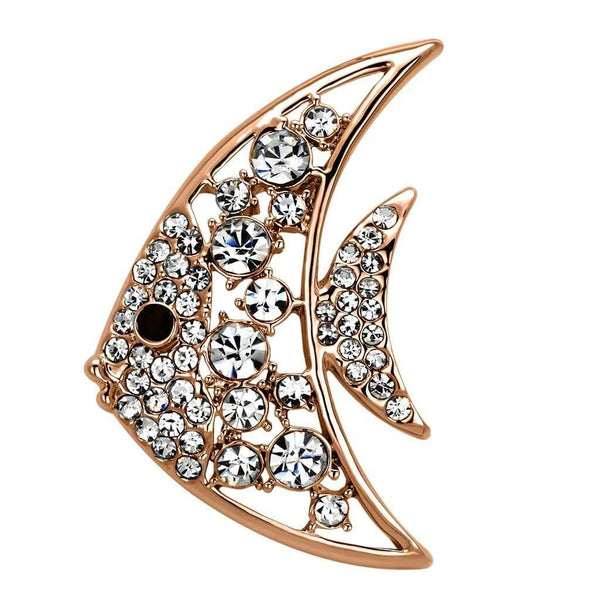 Hair Brooch LO2786 Imitation Rhodium White Metal Brooches with Crystal