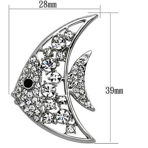 Hair Brooch LO2786 Imitation Rhodium White Metal Brooches with Crystal