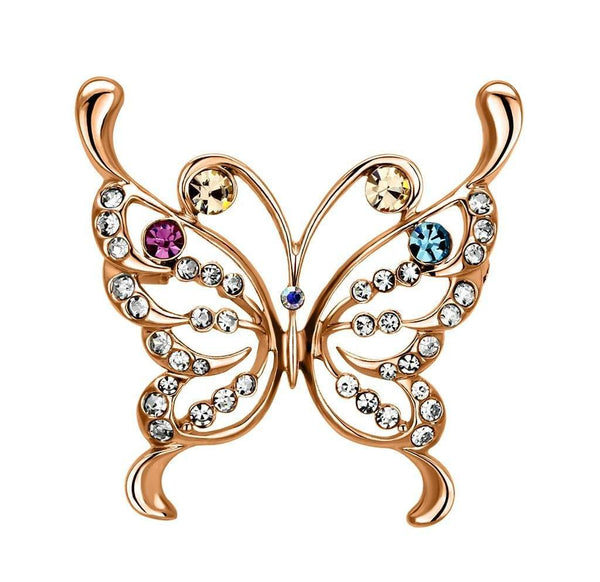 Hair Brooch LO2793 Imitation Rhodium White Metal Brooches with Crystal