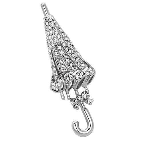 Hair Brooch LO2795 Imitation Rhodium White Metal Brooches with Crystal