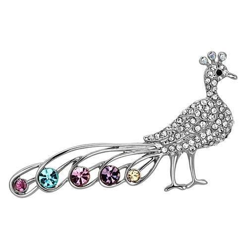 Hair Brooch LO2797 Imitation Rhodium White Metal Brooches with Crystal