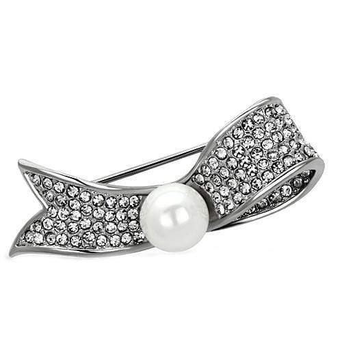 Hair Brooch LO2799 Imitation Rhodium White Metal Brooches with Synthetic