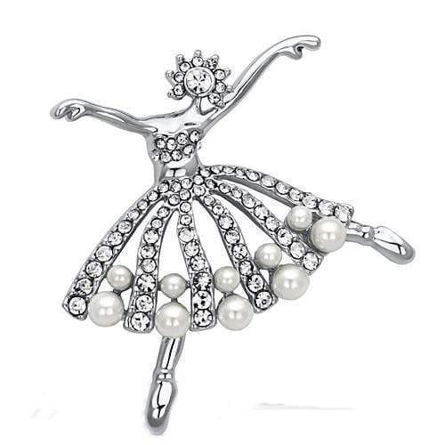 Hair Brooch LO2801 Imitation Rhodium White Metal Brooches with Synthetic