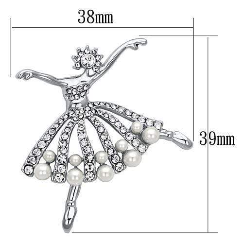 Hair Brooch LO2801 Imitation Rhodium White Metal Brooches with Synthetic