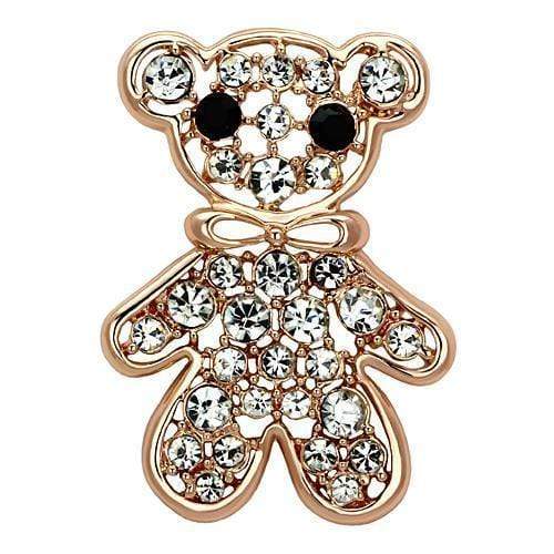 Vintage Brooches LO2792 Flash Rose Gold White Metal Brooches with Crystal