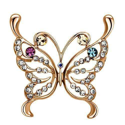 Vintage Brooches LO2794 Flash Rose Gold White Metal Brooches with Crystal