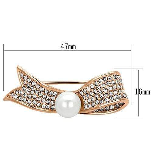 Vintage Brooches LO2800 Flash Rose Gold White Metal Brooches with Synthetic