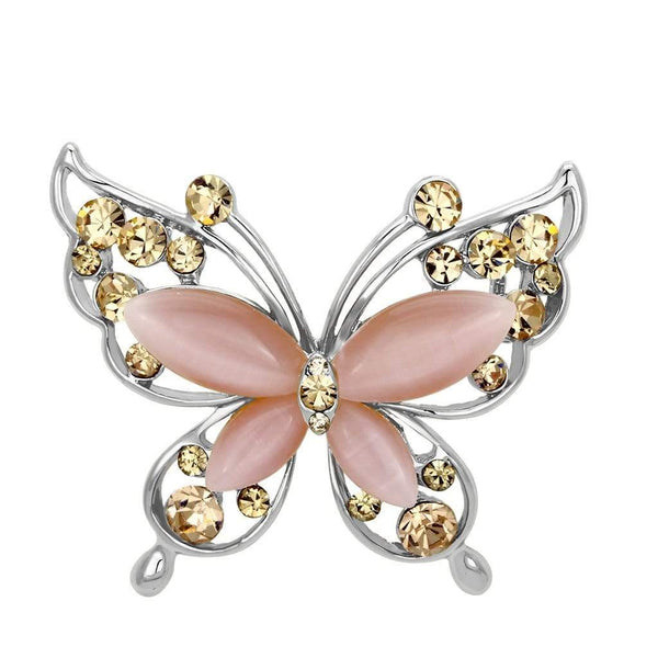Vintage Brooches LO2806 Flash Rose Gold White Metal Brooches with Synthetic