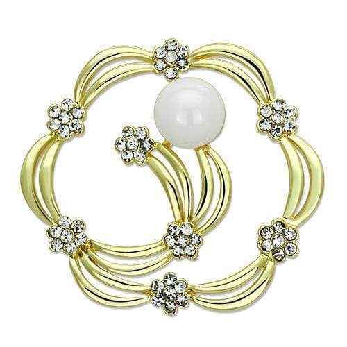 Vintage Brooches LO2810 Flash Gold White Metal Brooches with Synthetic