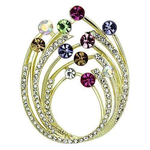 Vintage Brooches LO2812 Flash Gold White Metal Brooches with Crystal