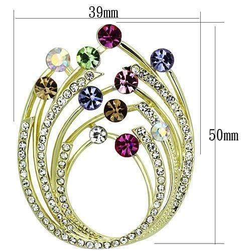 Vintage Brooches LO2812 Flash Gold White Metal Brooches with Crystal
