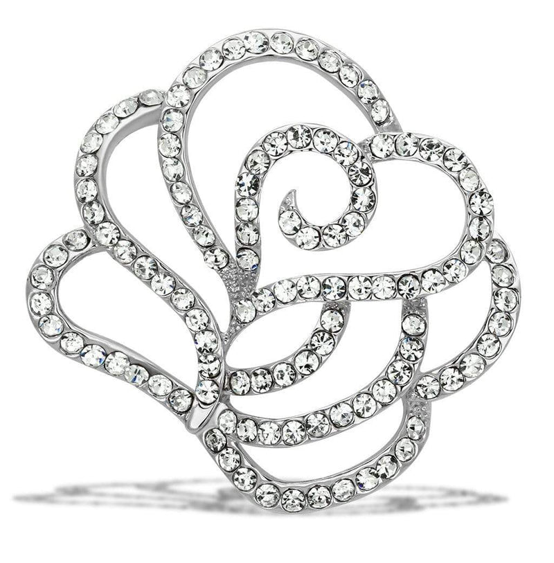 Vintage Brooches LO2814 Flash Gold White Metal Brooches with Crystal