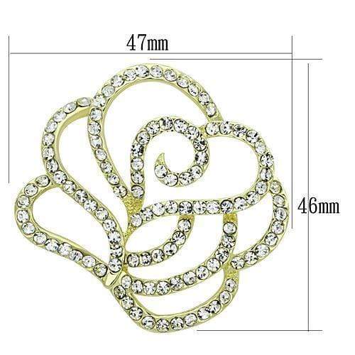 Vintage Brooches LO2814 Flash Gold White Metal Brooches with Crystal