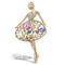 Vintage Brooches LO2817 Flash Gold White Metal Brooches with Crystal