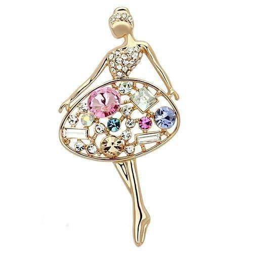 Vintage Brooches LO2818 Flash Rose Gold White Metal Brooches with Crystal