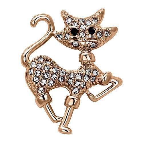 Vintage Brooches LO2820 Flash Rose Gold White Metal Brooches with Crystal