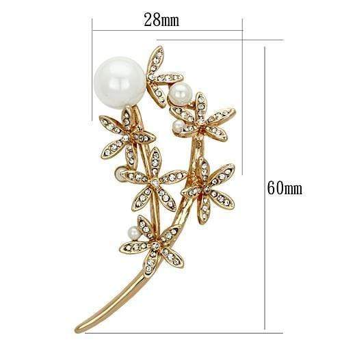 Vintage Brooches LO2834 Flash Rose Gold White Metal Brooches with Synthetic