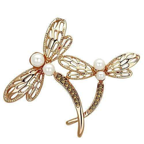Vintage Brooches LO2837 Flash Rose Gold White Metal Brooches with Synthetic
