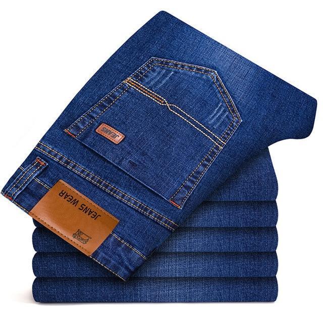 Brother Wang Brand 2018 New Men's Fashion Jeans Business Casual Stretch Slim Jeans Classic Trousers Denim Pants Male 101-Blue-28-JadeMoghul Inc.