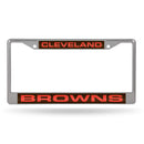 Mustang License Plate Frame Browns Laser Chrome Frame