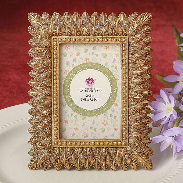 Brushed Gold leaf design place card frame / photo frame from fashioncraft-Personalized Gifts By Type-JadeMoghul Inc.