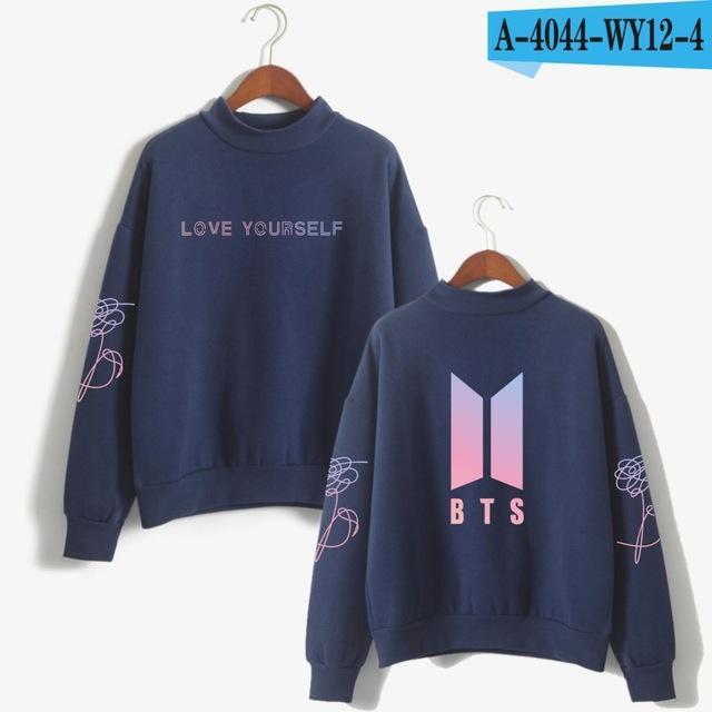 BTS Love Yourself k pop Women Hoodies Sweatshirts Hoodies outwear Hip-Hop Bangtan boys jimin Clothes-Navy Blue-M-JadeMoghul Inc.