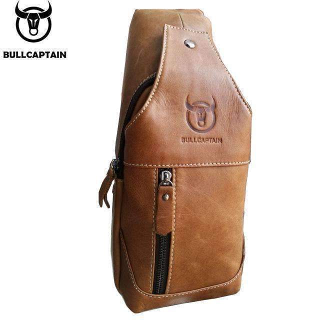 BULL CAPTAIN 2017 Fashion Genuine Leather Crossbody Bags men casual messenger bag Small Brand Designer Male Shoulder Bag 019-light brown-small-JadeMoghul Inc.