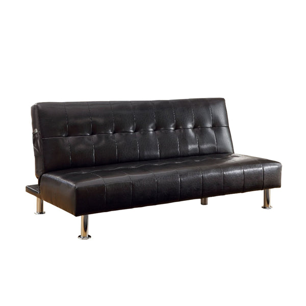 Bulle Contemporary Sofa Futon, Black Finish-Living Room Furniture-Black-Leather Metal-JadeMoghul Inc.