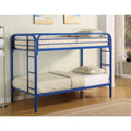 Bunk Beds Simply Design Twin Over Twin Bunk Bed with Built-In Ladders, Blue Benzara