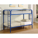 Bunk Beds Simply Design Twin Over Twin Bunk Bed with Built-In Ladders, Blue Benzara