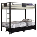 Twin Over Twin Black Metal Bunk Bed, Silver and Black