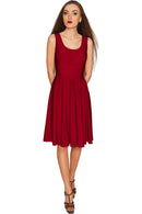 Burgundy Red Mia Fit & Flare Dress - Women-Solid-XS-JadeMoghul Inc.