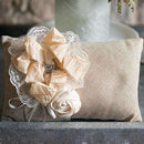 Burlap Chic Ring Pillow Mocha Mousse (Pack of 1)-Wedding Ceremony Accessories-JadeMoghul Inc.