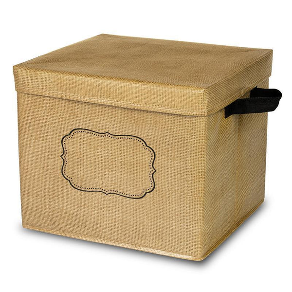 BURLAP STORAGE BIN BOX W/LID-Learning Materials-JadeMoghul Inc.