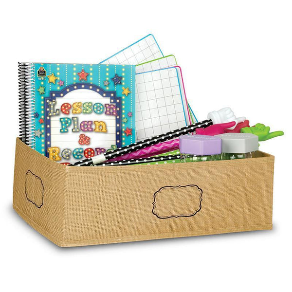 BURLAP STORAGE BIN MEDIUM-Learning Materials-JadeMoghul Inc.