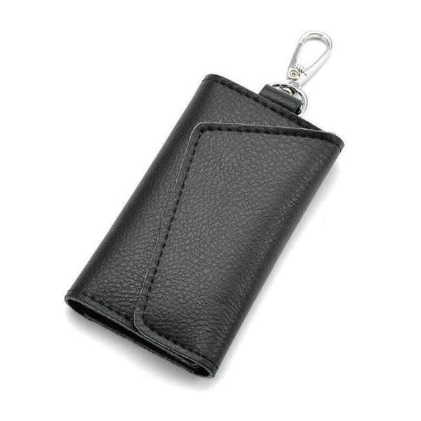 Business Card Holder Wallet 100% Genuine Leather Key Bag Unisex Solid Organizer Bag Men's Wallet Car Housekeeper Wallet QB67-Black-JadeMoghul Inc.